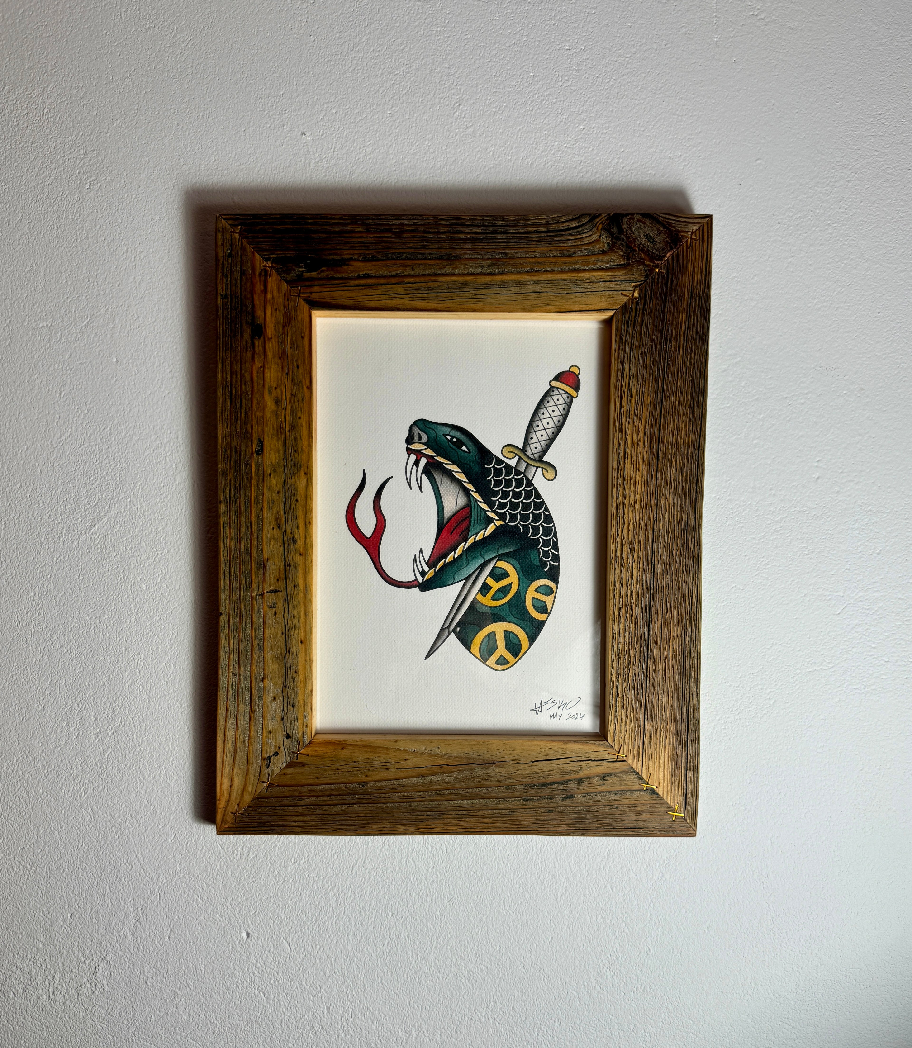 Peace Snake Wall Art A4