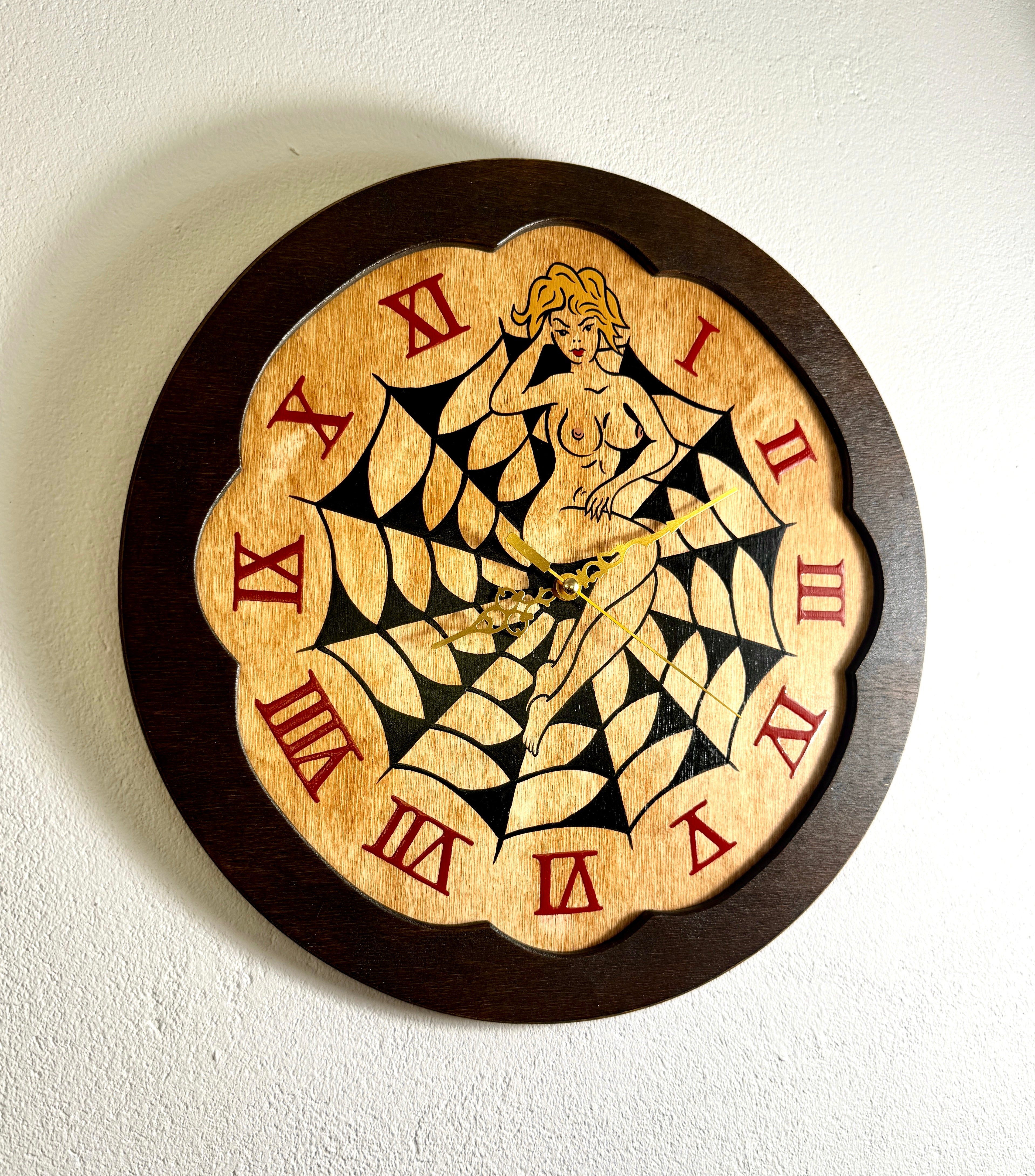 Spider Web Girl Wall Clock
