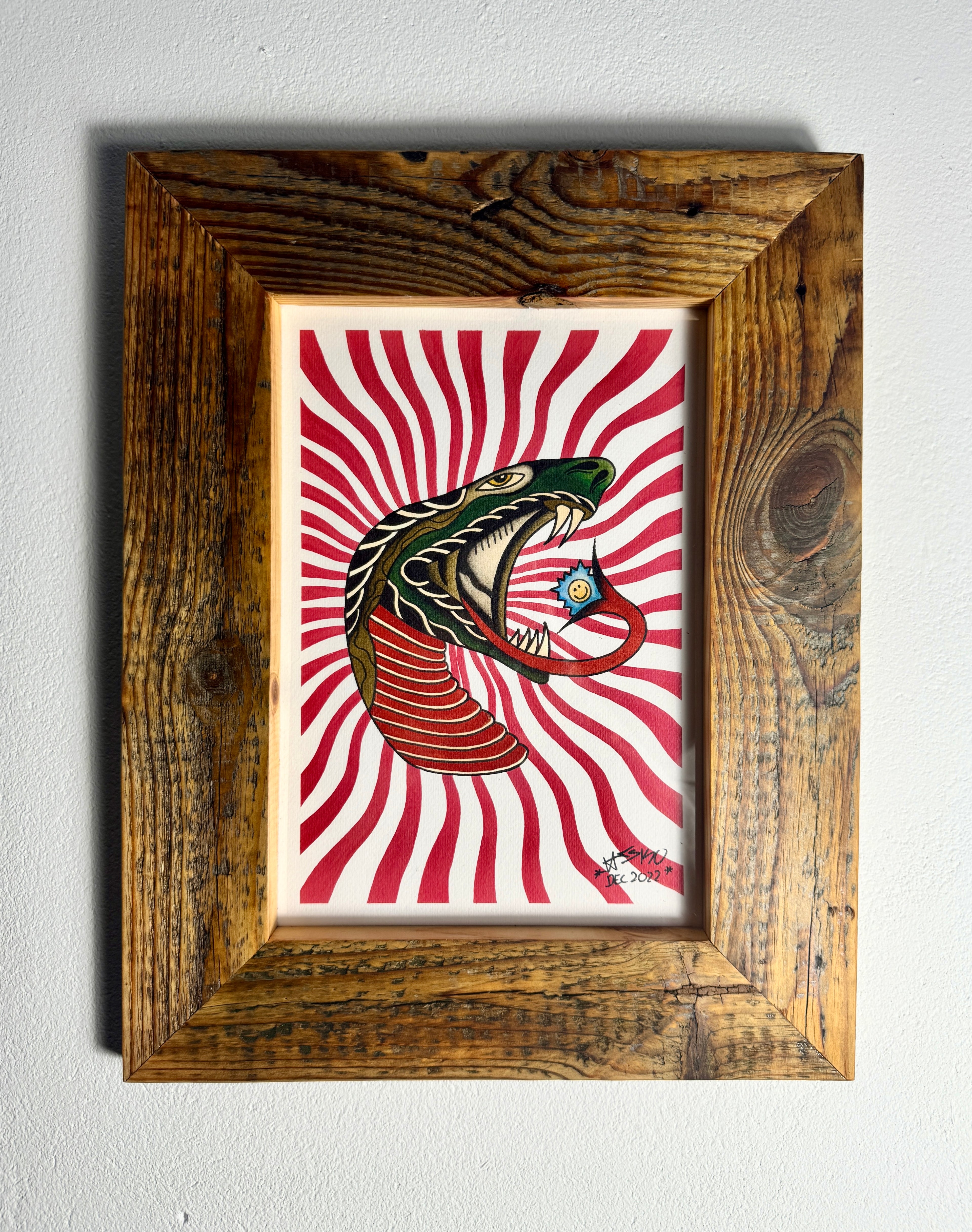 Trippy Snake Wall Art A4