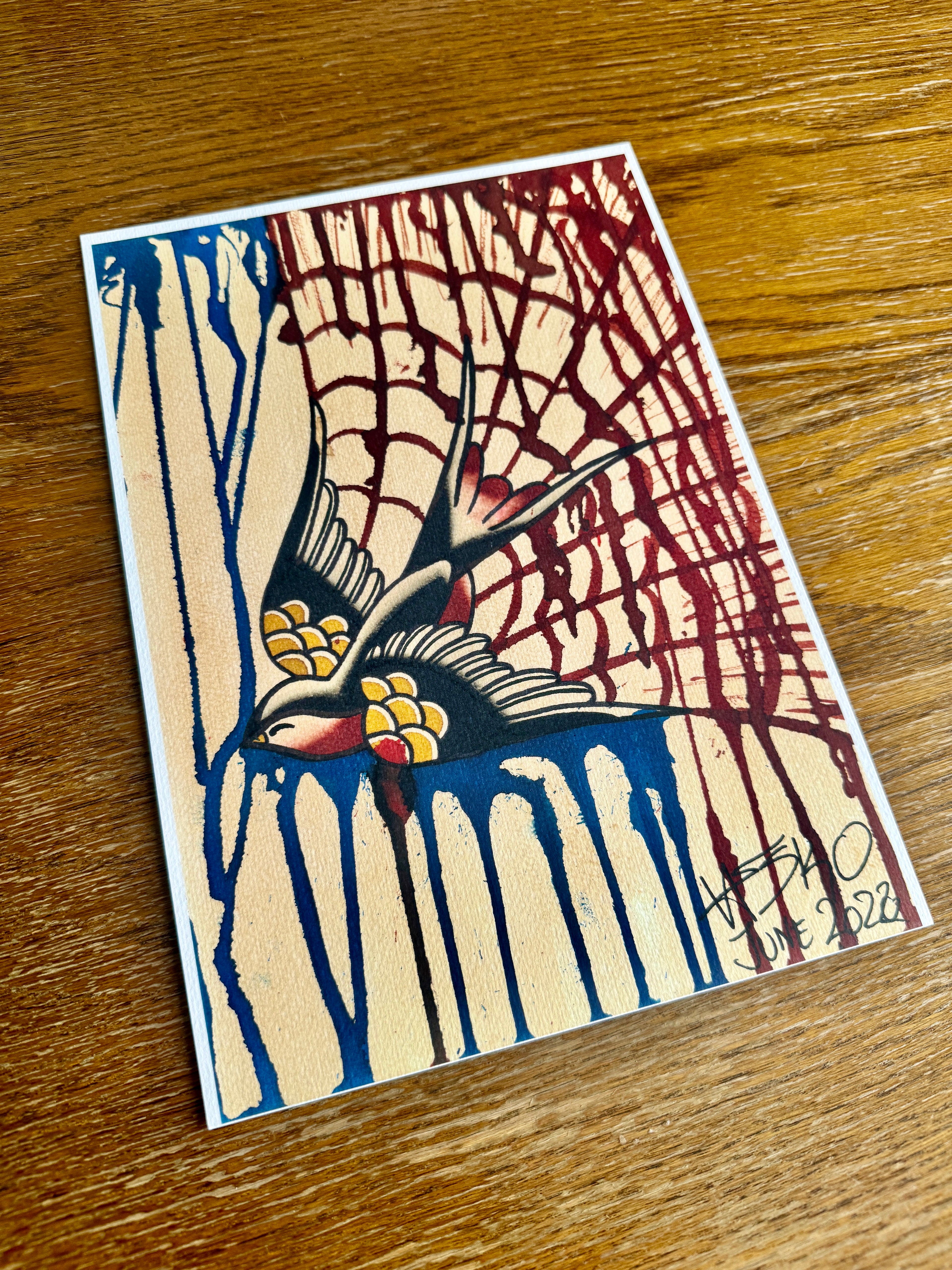 Rainy Swallow Flash Print A4