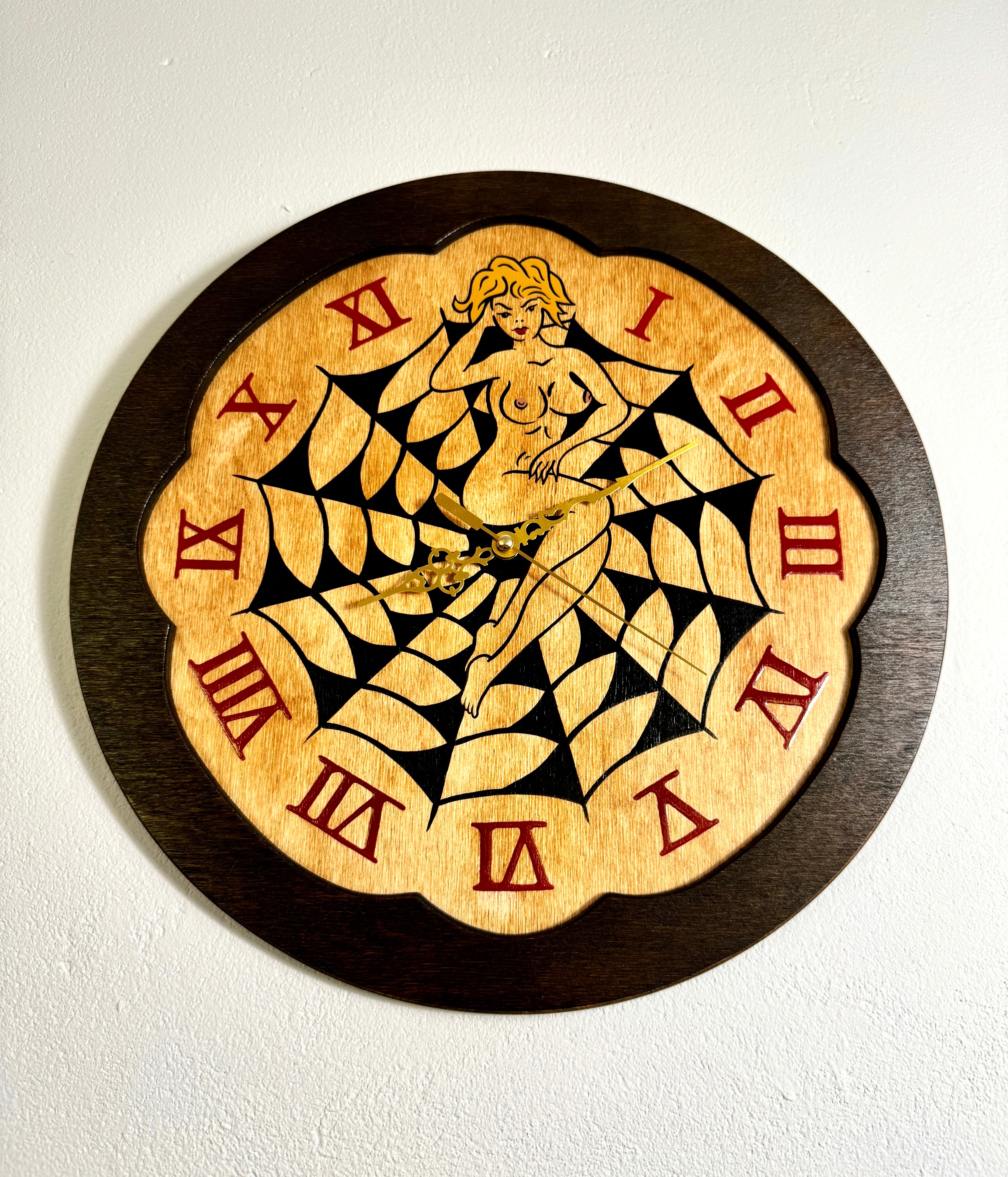 Spider Web Girl Wall Clock