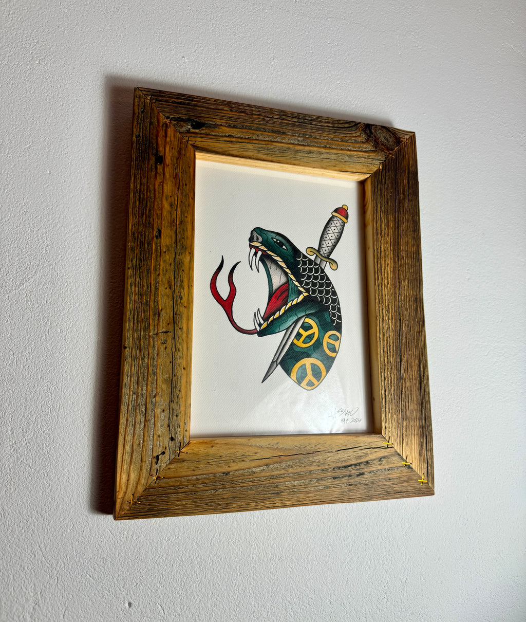 Peace Snake Wall Art A4