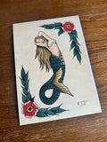 Blonde Mermaid Flash Print A4