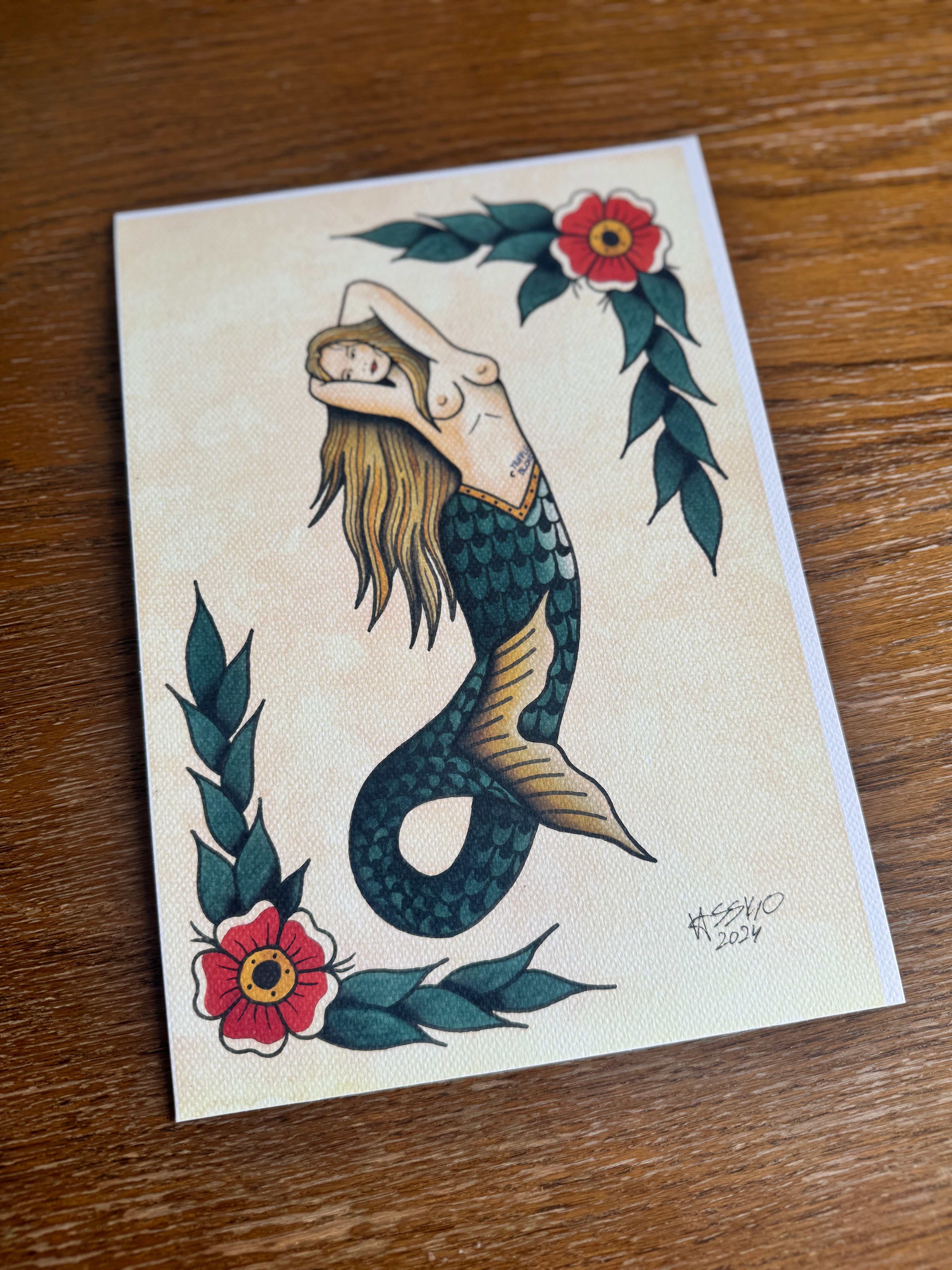 Blonde Mermaid Flash Print A4