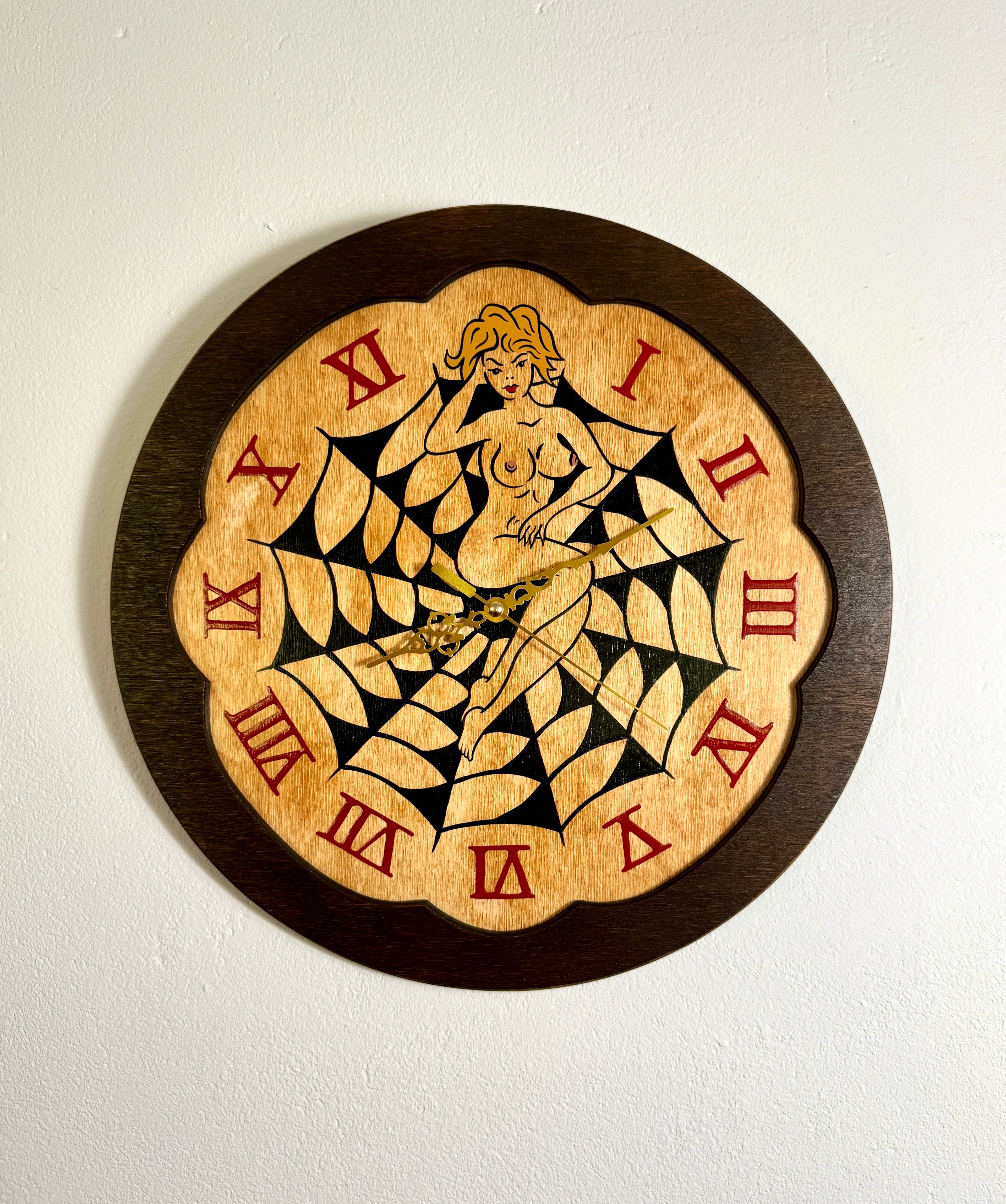 Spider Web Girl Wall Clock