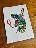 Peace Snake Flash Print A4