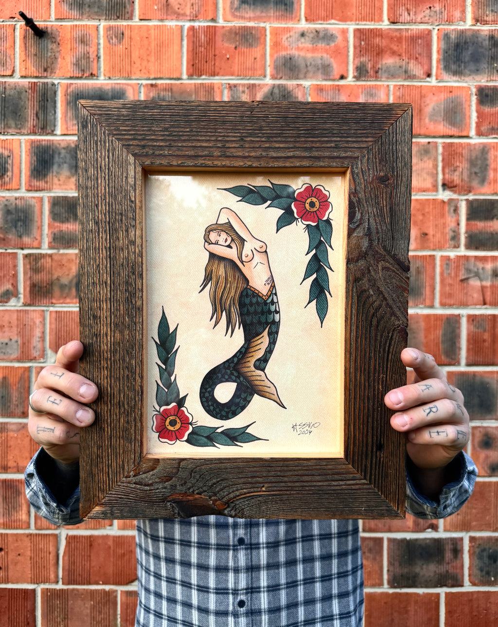 Blonde Mermaid Wall Art A4