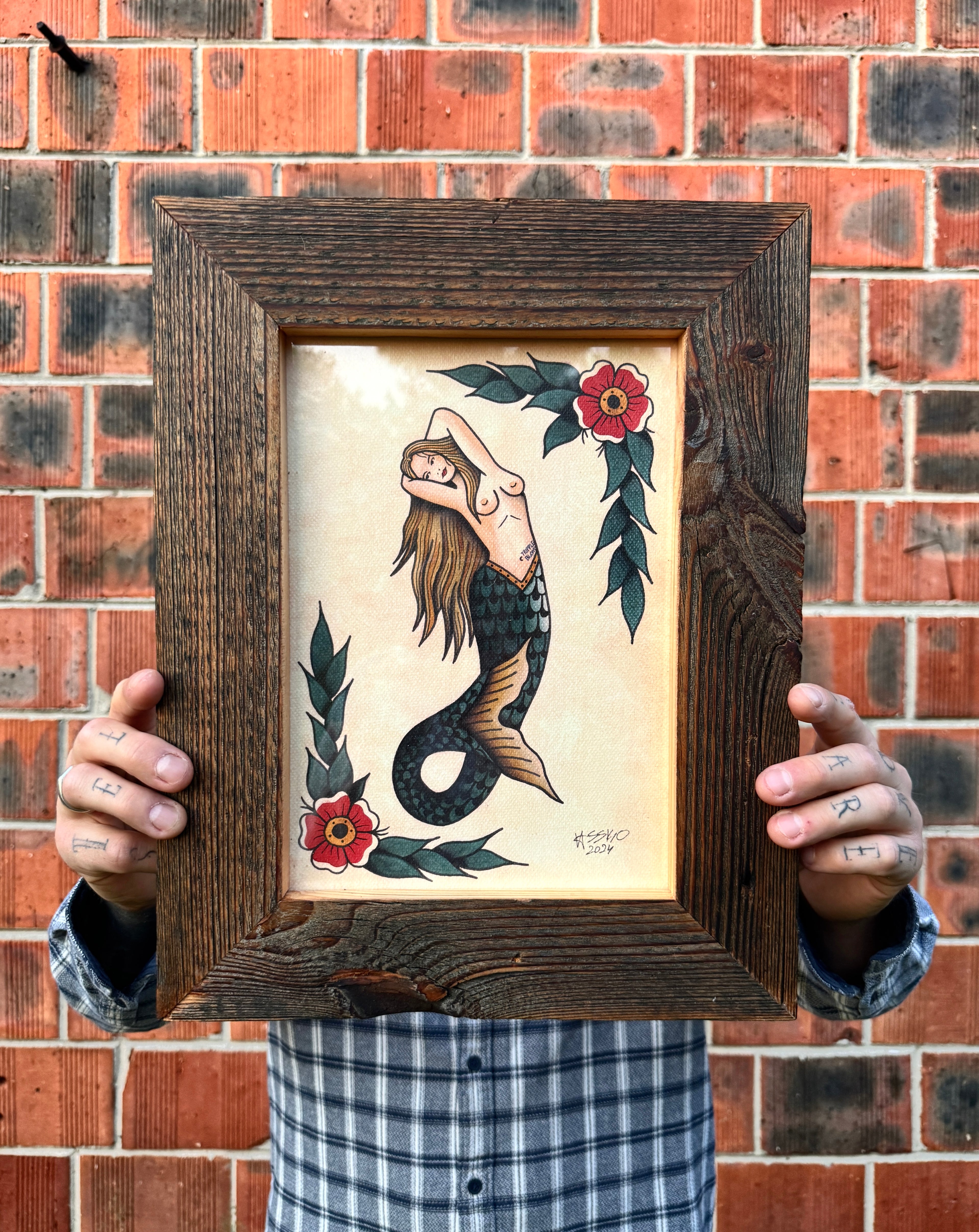 Blonde Mermaid Wall Art A4