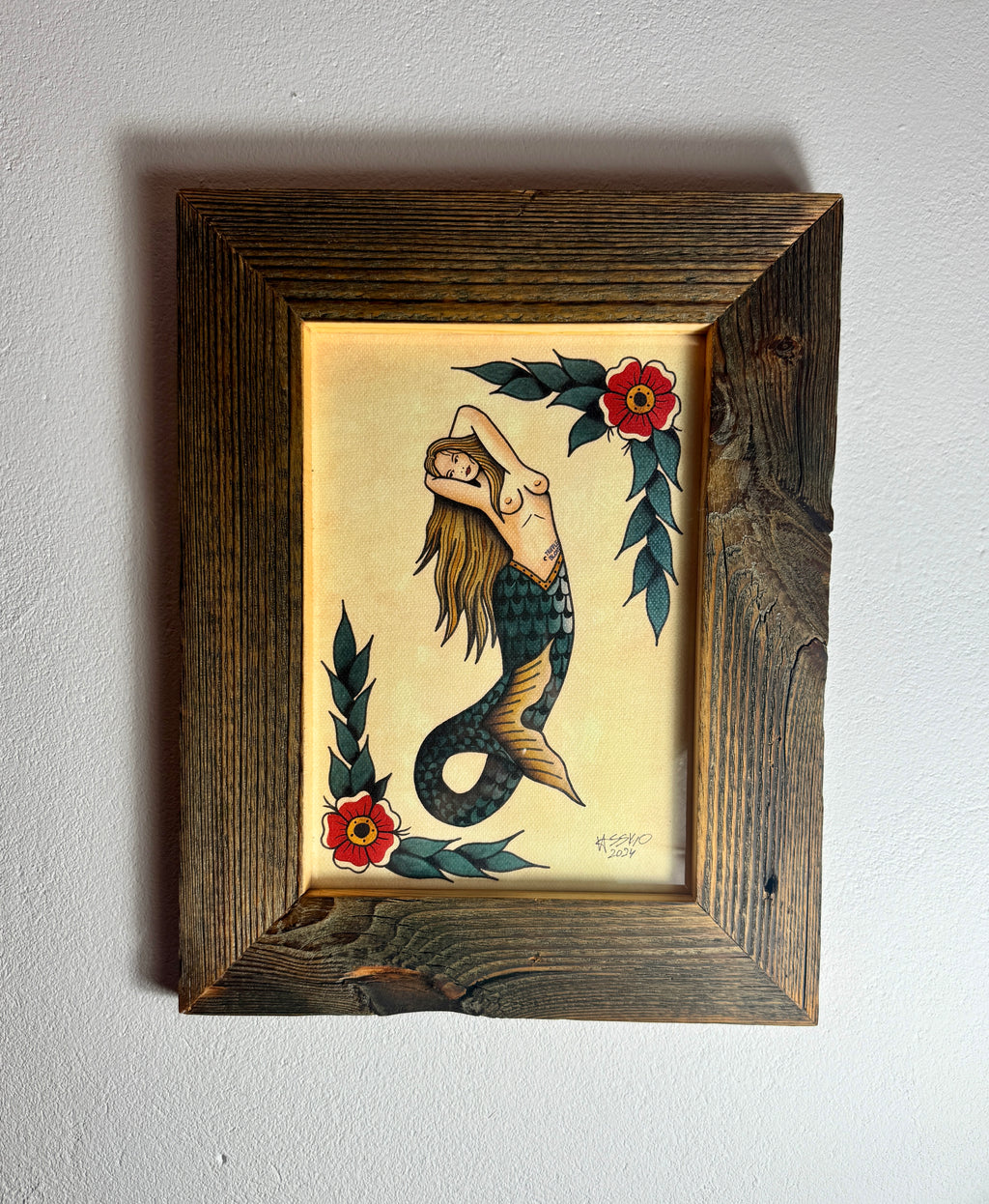 Blonde Mermaid Wall Art A4