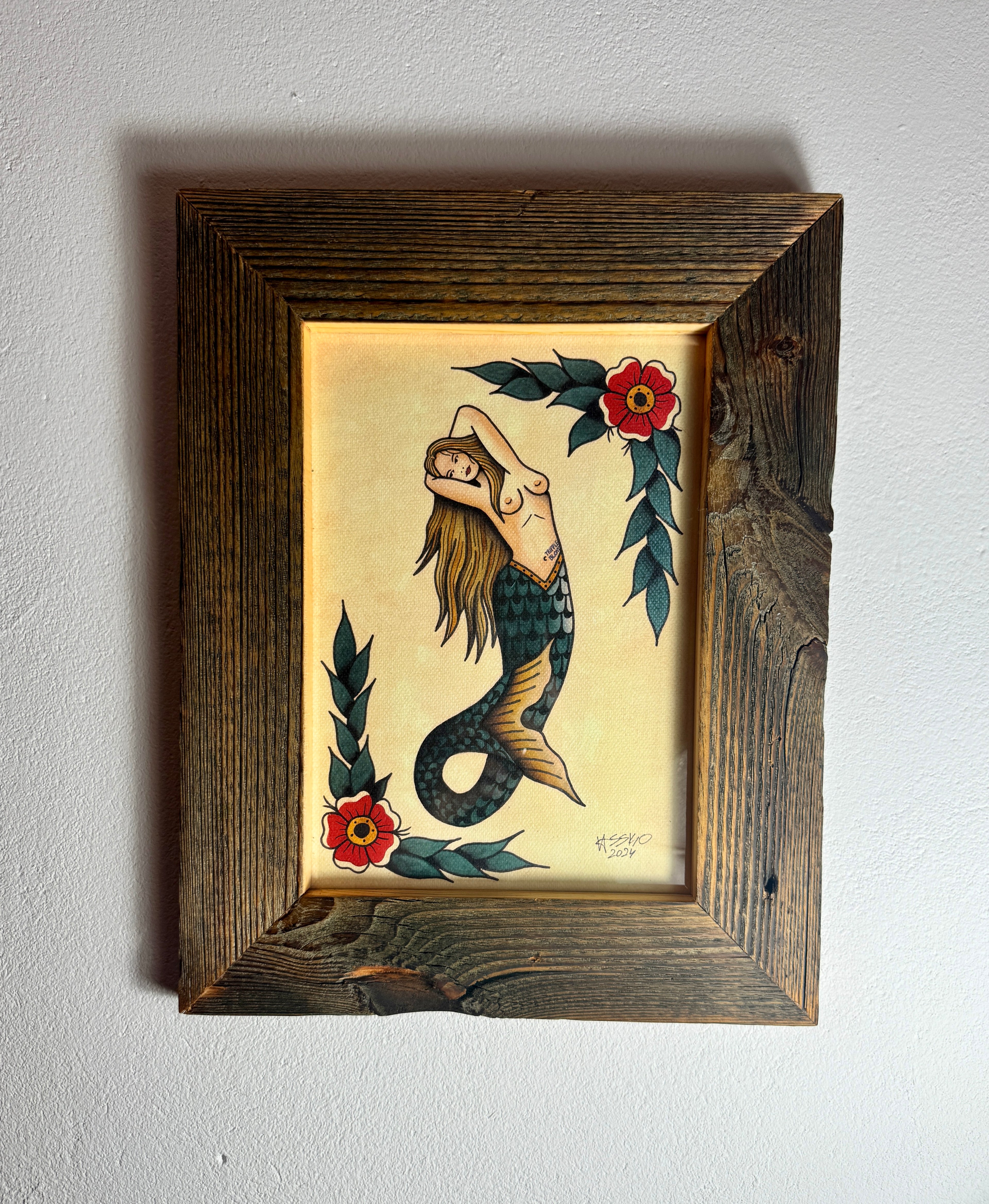 Blonde Mermaid Wall Art A4