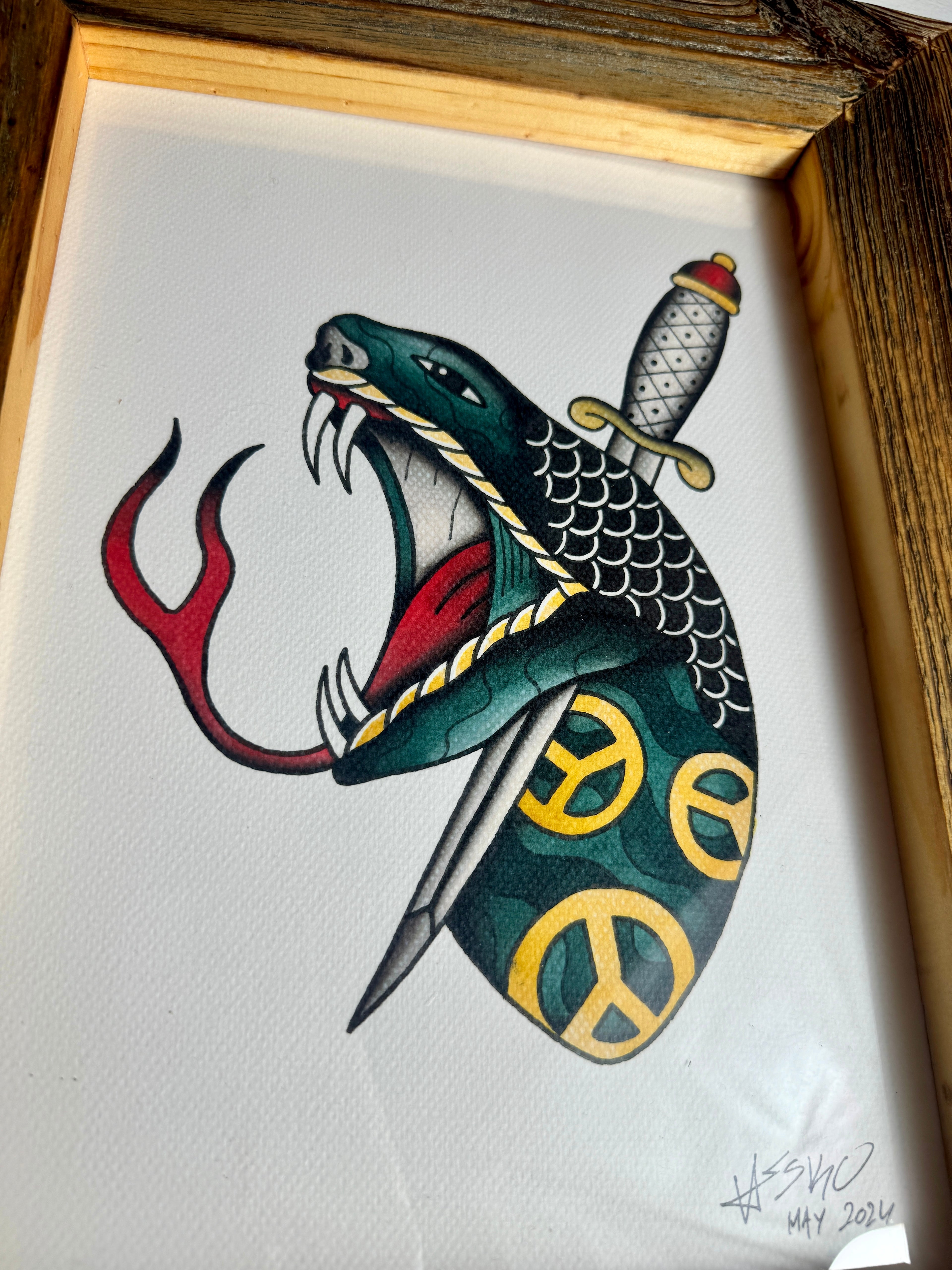 Peace Snake Wall Art A4