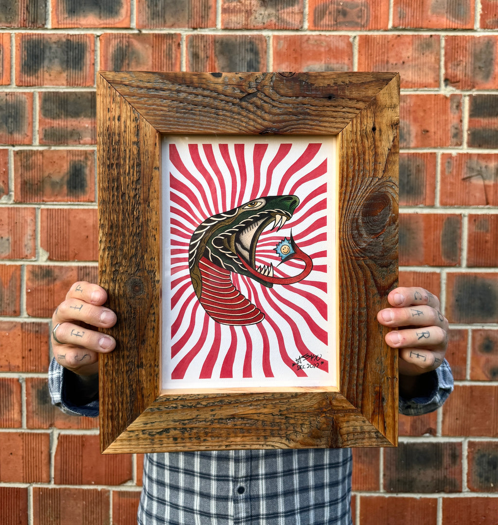 Trippy Snake Wall Art A4
