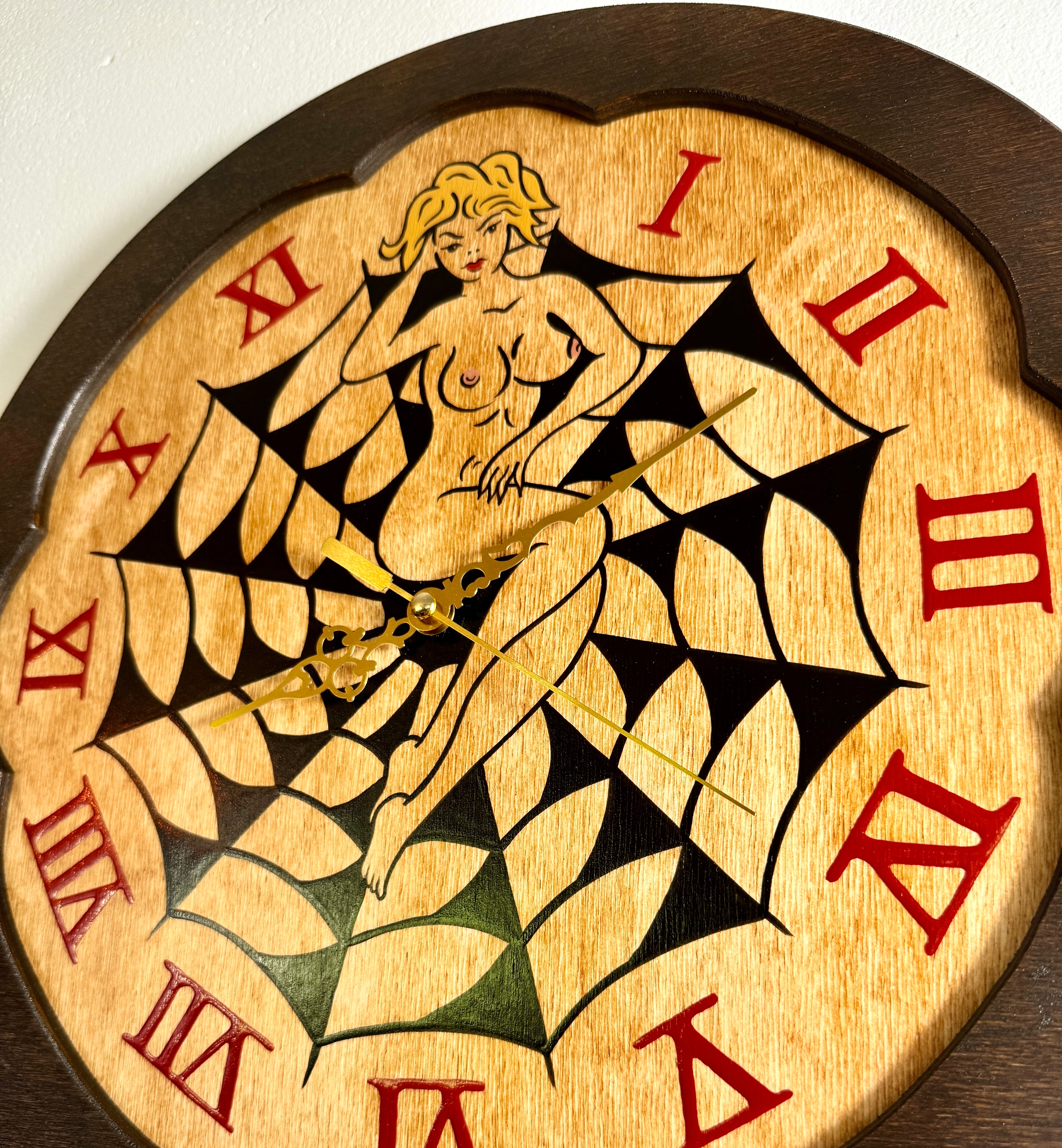 Spider Web Girl Wall Clock
