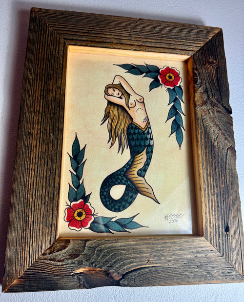 Blonde Mermaid Wall Art A4