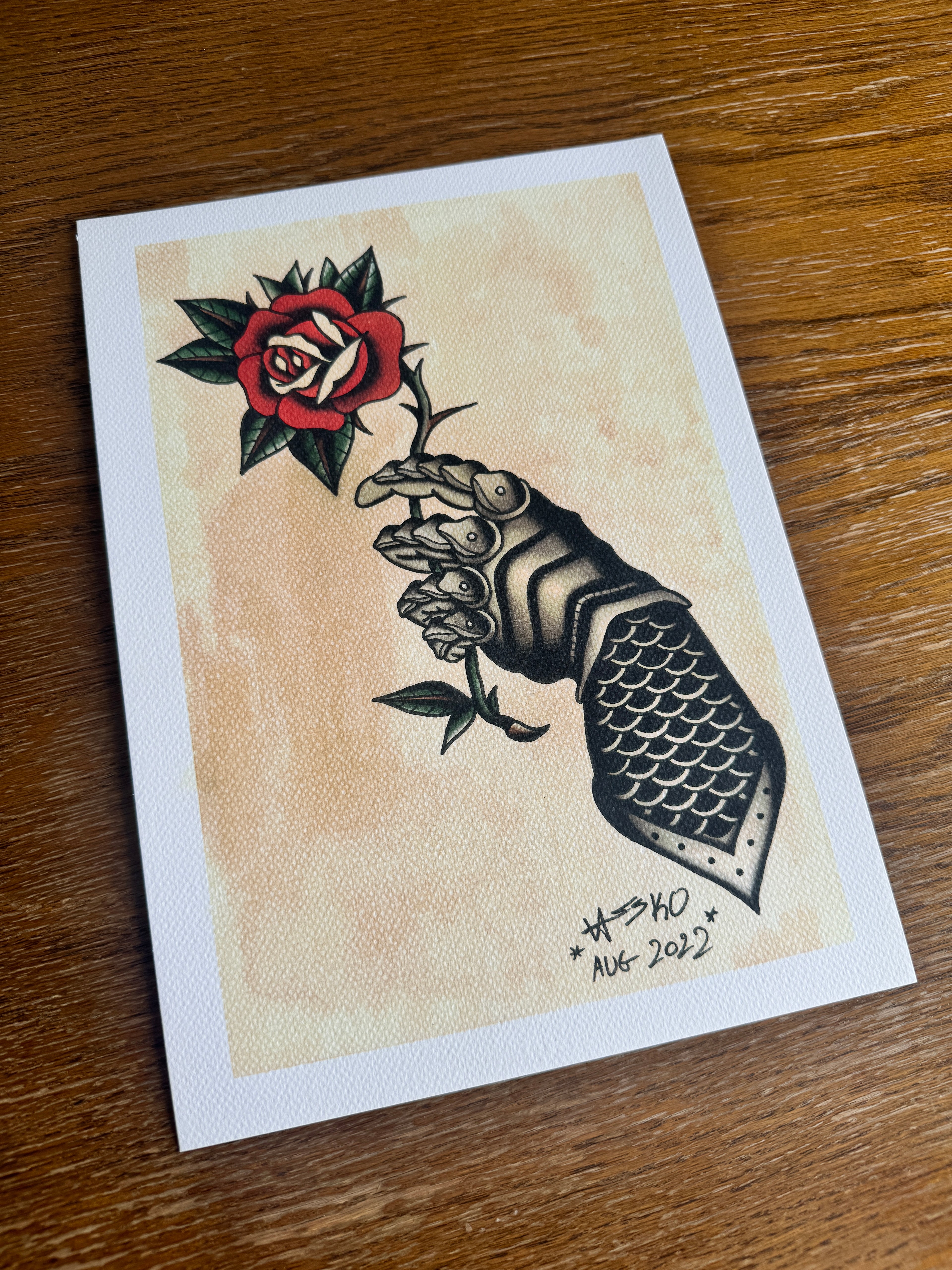 Knight Rose Flash Print A4